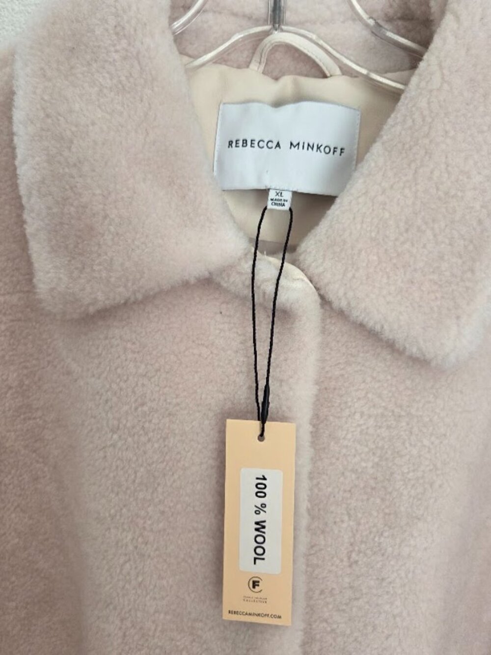 Rebecca Minkoff Harley Teddy Wool Jacket in Blush Women's XL NWT